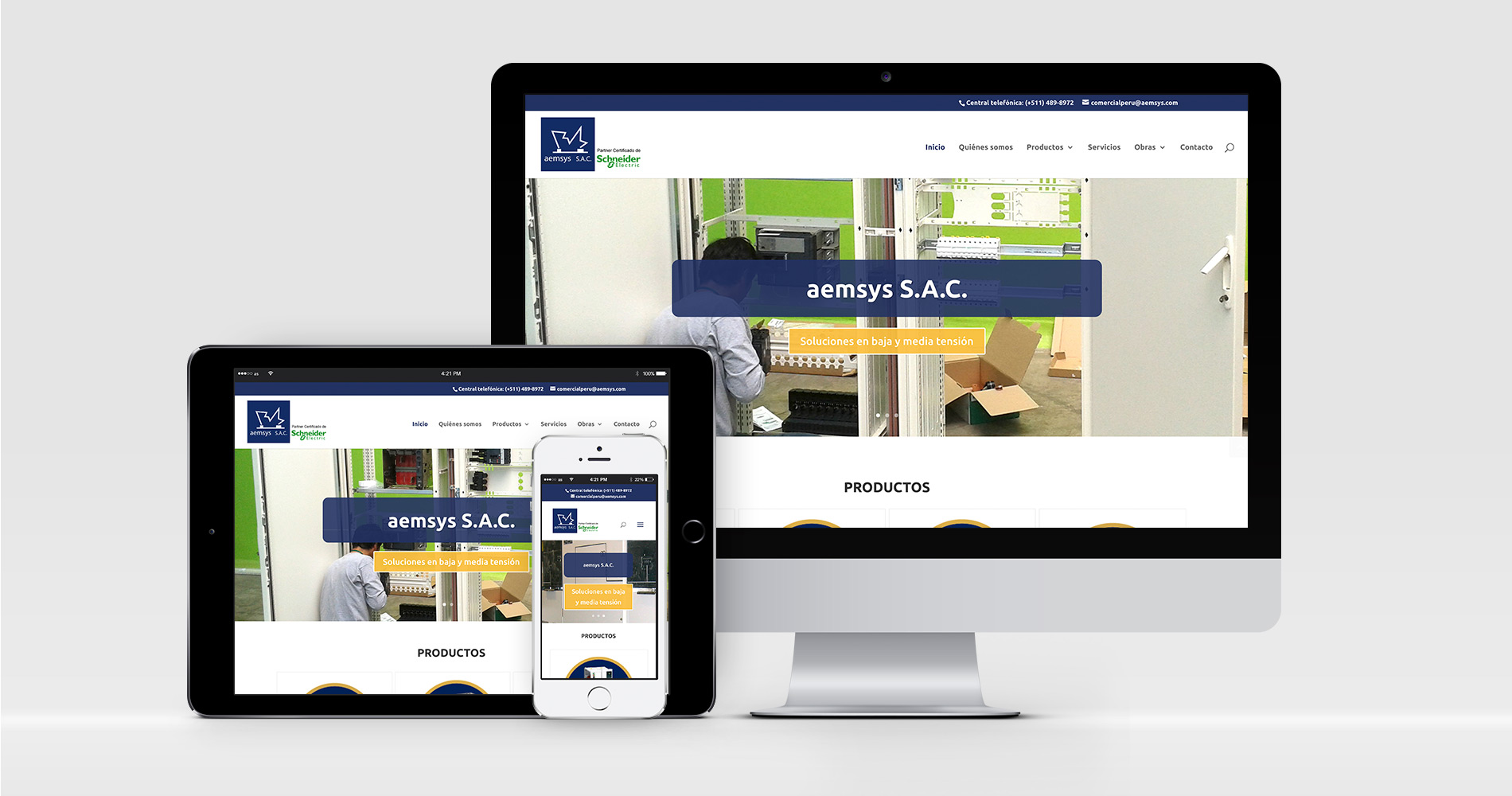 diseño de paginas web para Aemsys S.A.C. Perú