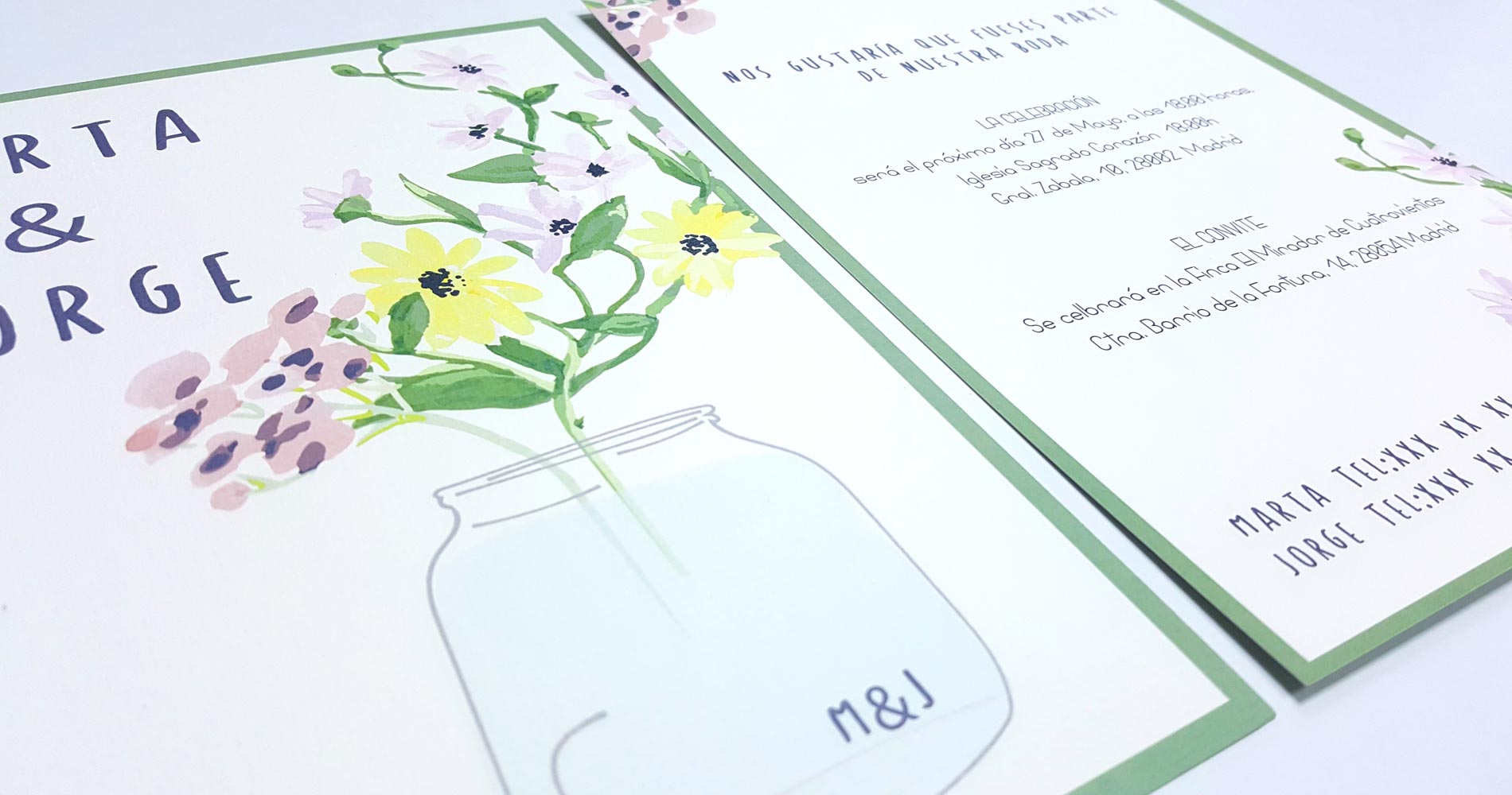 Invitaciones de bodas clásicas, harrón con iniciales