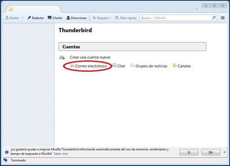 Pantalla de inicio de thunderbird | Blog - Diseño web Madrid