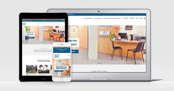 diseño web responsive del centro de oposiciones CEDAM, diseño adaptable a los difrentes tamaños de pantalla y diseño personalizado con diseño grafico