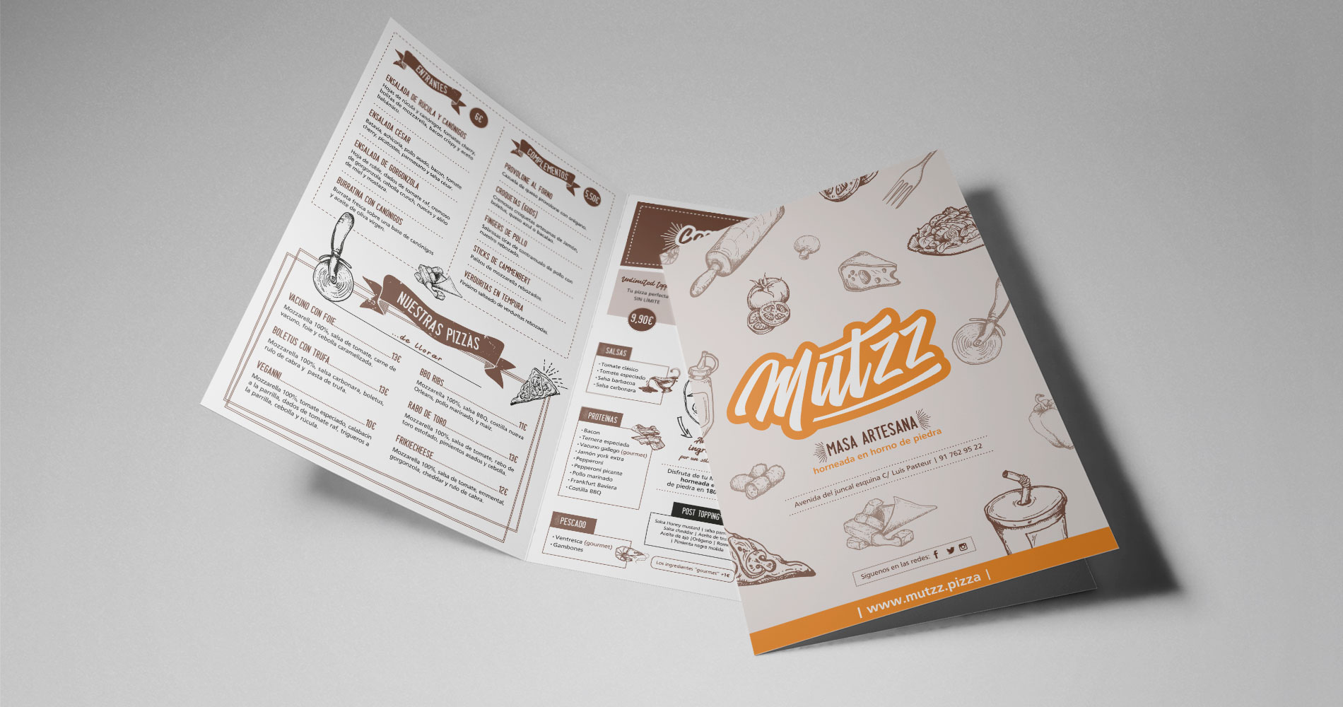 Diseño carta restaurante Mutzz pizza