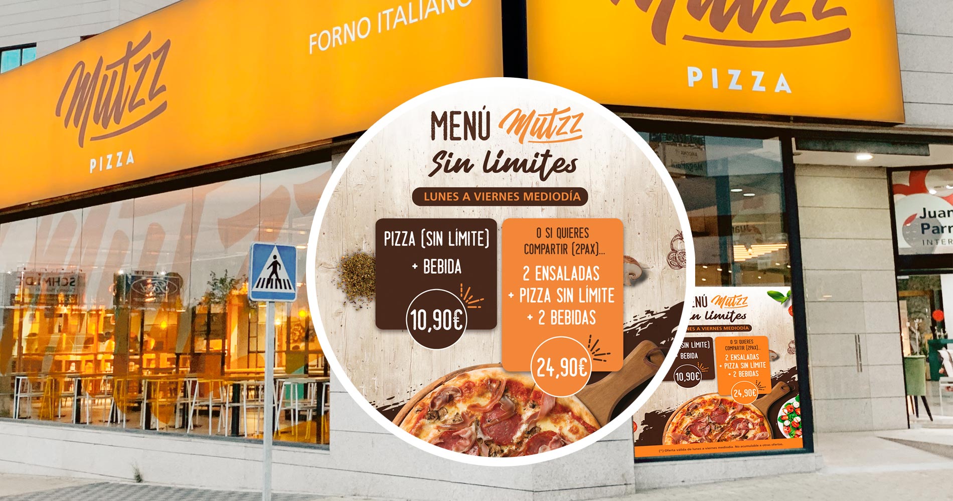 Diseño carteles: restaurante Mutzz pizza