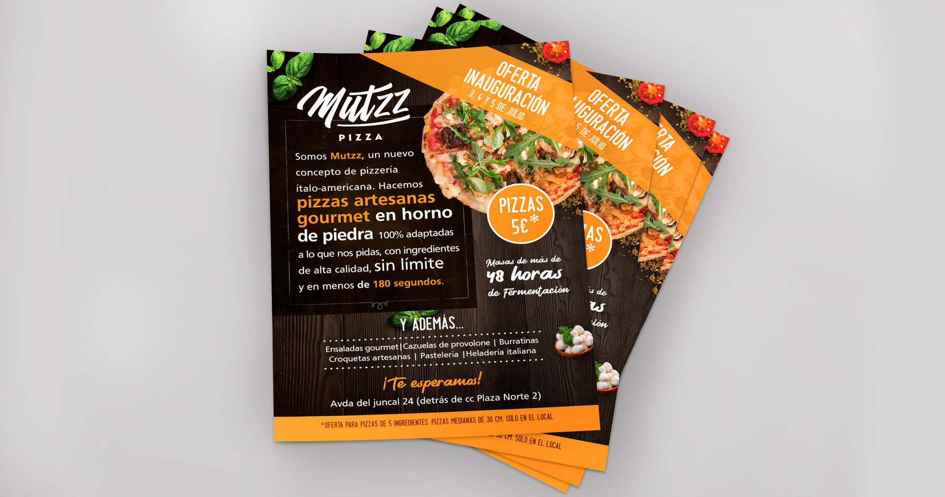 Flyer publicitario Mutzz pizza
