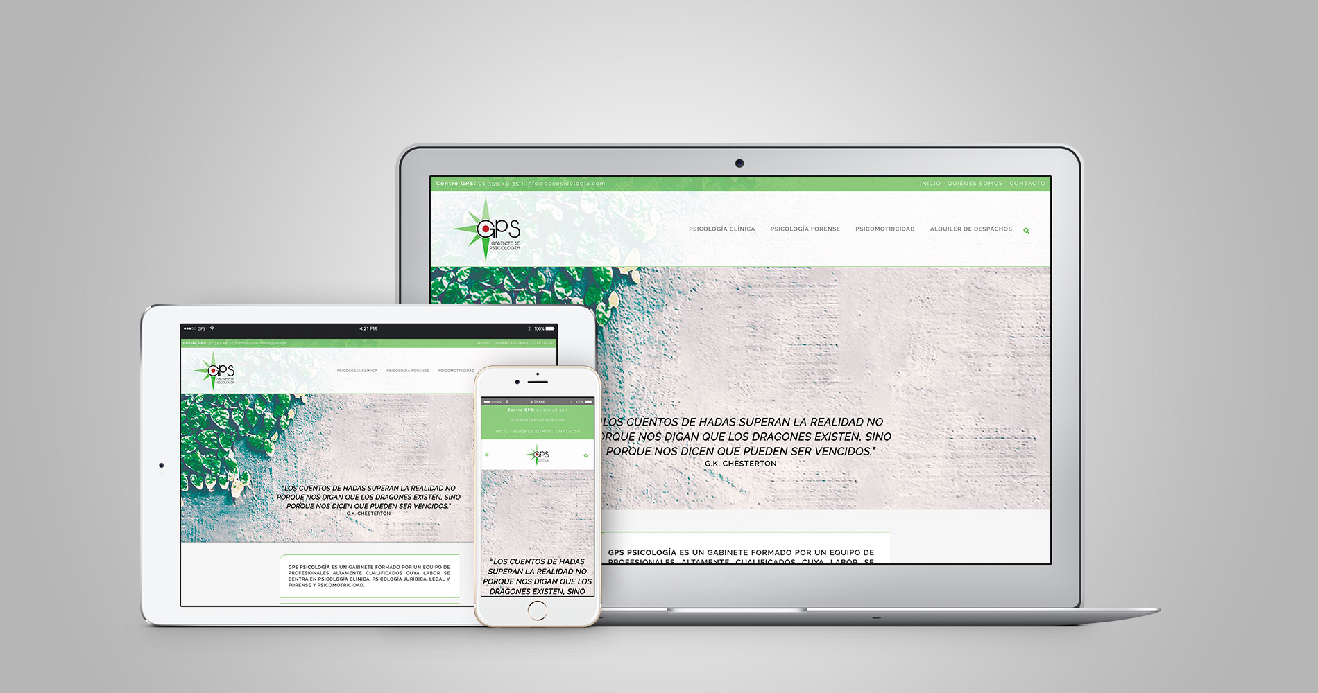  Diseño web de centro de psicología GPS en Madrid diseñado por Las 12 en punto