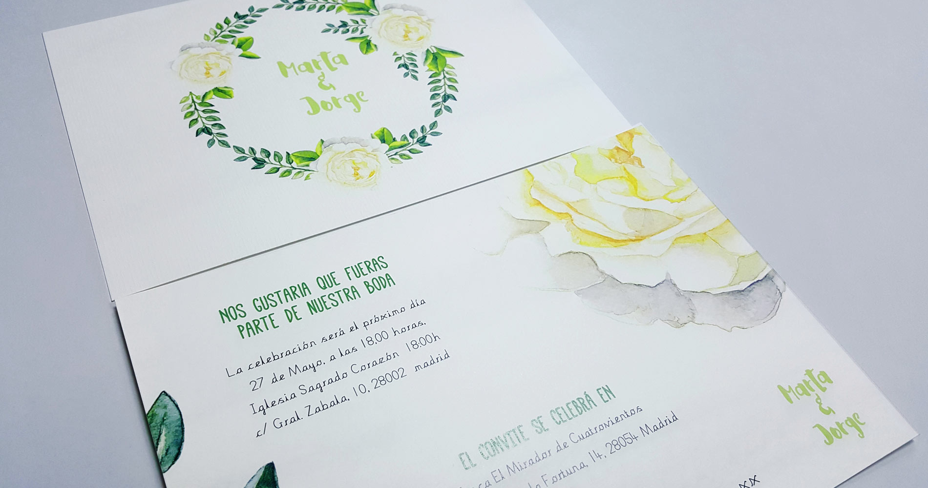 Invitacions de boda con flor vintage