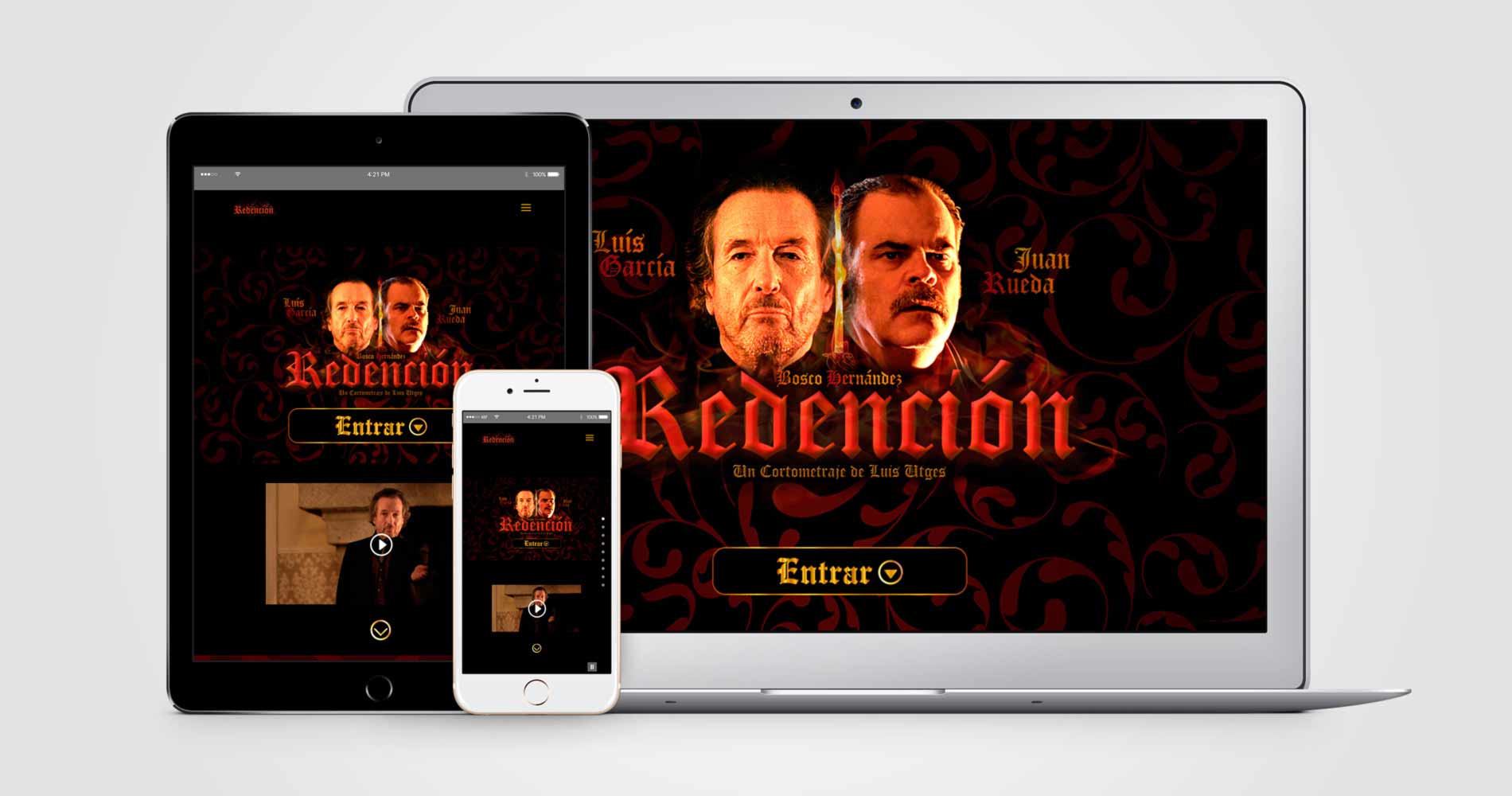 Diseño web adaptado a pantallas para el corto Redención de Luis Utges