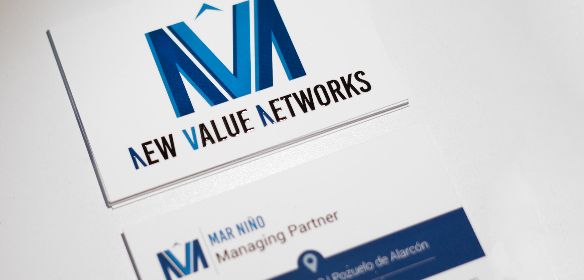 Tarjetas de visita barniz uvi 3d New Value Networks