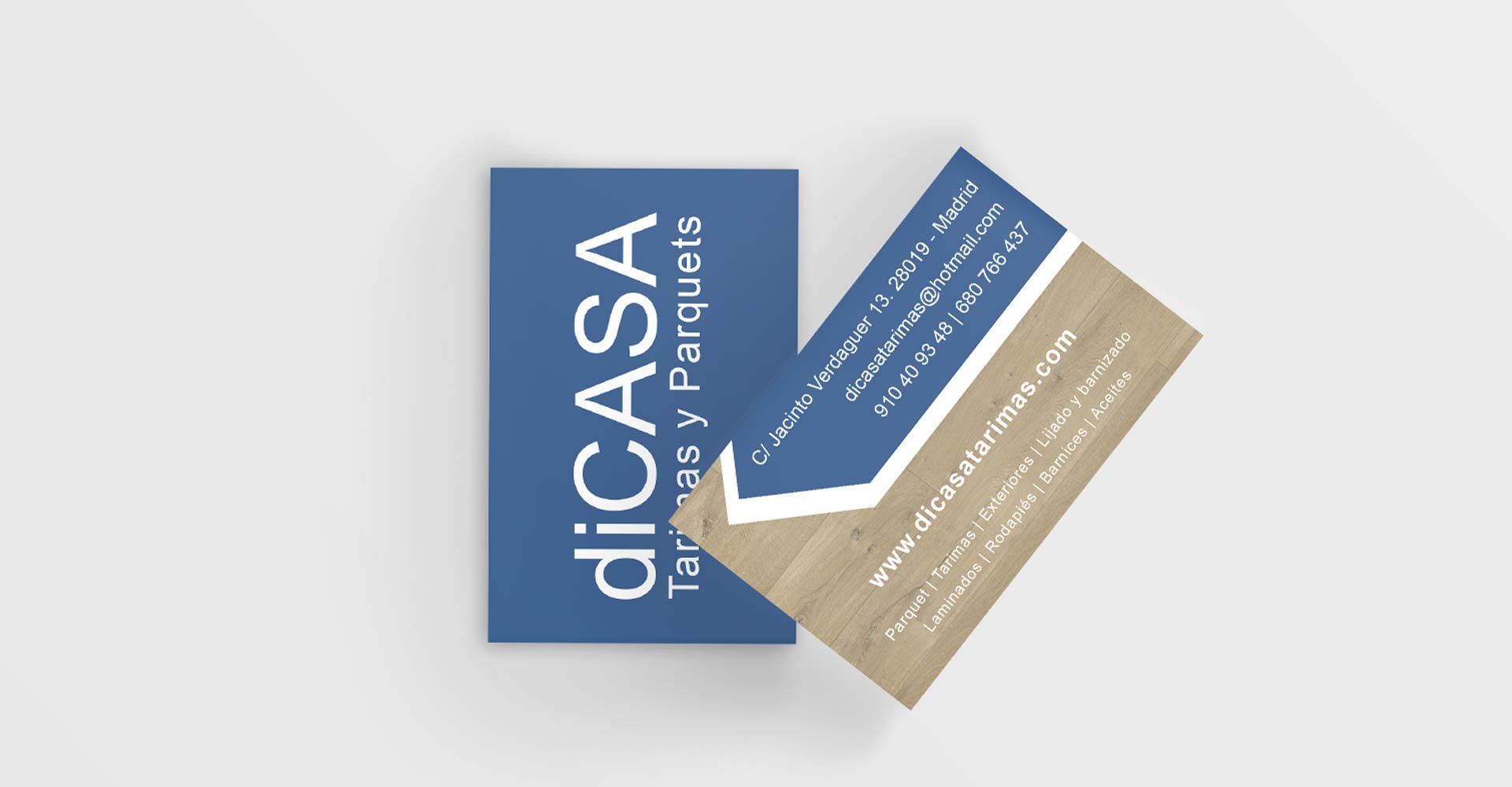 Diseño de tarjetas de visita para Dicasa en Madrid